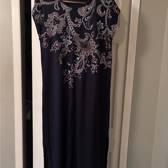 J.‎ Jill Blue and Black Embellished Sheath Maxi Dress - Picture 1 of 9